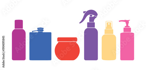 set of cosmetic bottles