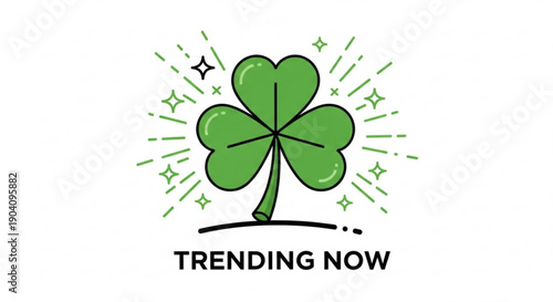 Trending now shamrock with sparkles on white background