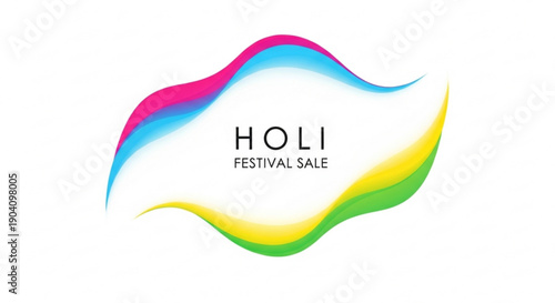 Holi festival sale colorful logo with wavy lines and text