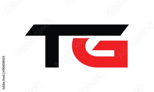 abstract creative black red TG letter logo vector.
