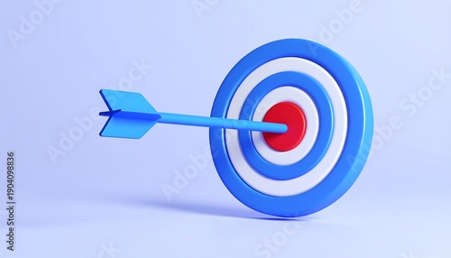 Blue Arrow Hits the Center of a Target Board.