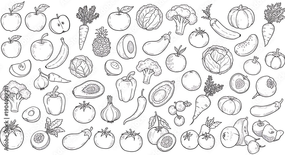 Fototapeta premium Botanical Linework Harvest