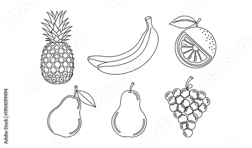 Trendy monoline fruit icon vector set for healthy food design