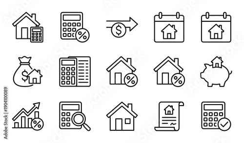 House mortgage calculation as finance and accounting loan rate vector isolated design element