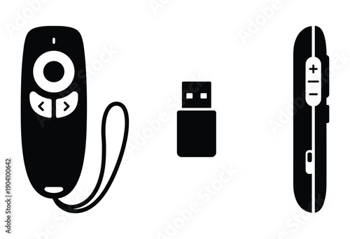 Presentation pointer wireless clicker with usb dongle remote control device vector illustration