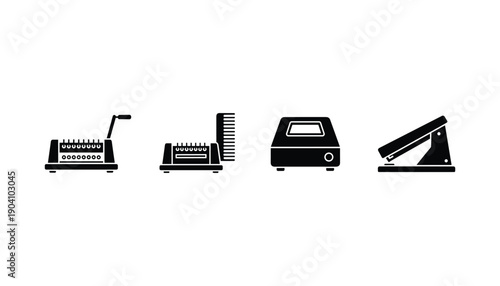 Paper drill hole punch stapler and binder machine tool equipment device object isolated on background