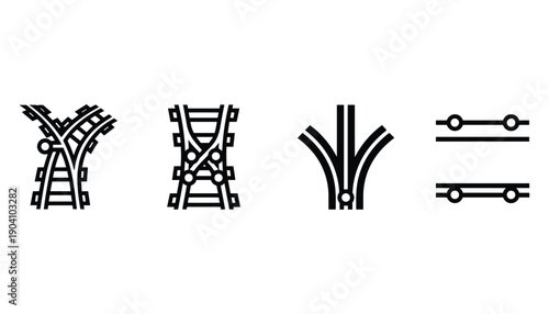 Railroad tracks switch set for train transport concept in logistic and transportation industry