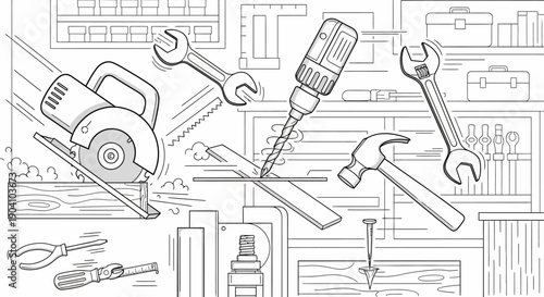 Tools and Equipment for Carpentry Work.