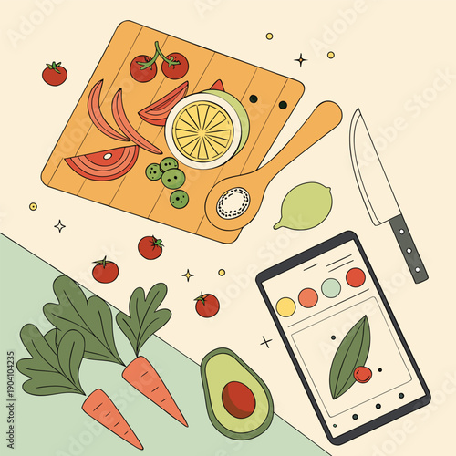 Food blogger instagram story vector for restaurant reviews and home cooking recipe content
