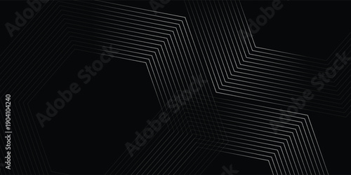 Black dynamic arrow line background. Elegant dark linear abstract wallpaper. Luxury stripe gradient texture. Grey direction lines backdrop for flyer, banner, poster, cover,