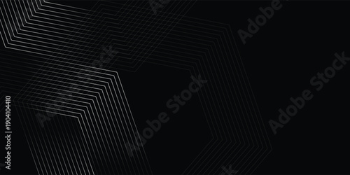 Black dynamic arrow line background. Elegant dark linear abstract wallpaper. Luxury stripe gradient texture. Grey direction lines backdrop for flyer, banner, poster, cover,