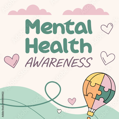 Mental health awareness instagram post vector for emotional support and wellness advocacy campaigns
