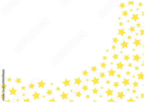 黄色星のフレーム（右下円形配置）｜ポップでかわいい星柄ベクター