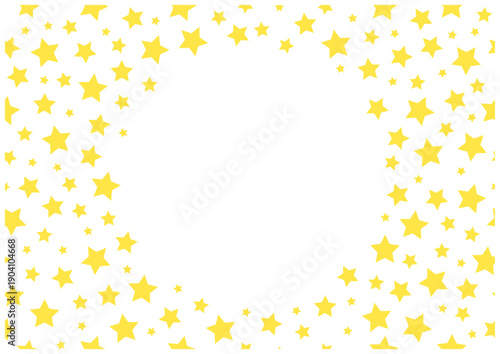 黄色星のフレーム（円形）｜ポップでかわいい星柄ベクター