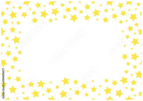 黄色星のフレーム（四辺囲み）｜ポップでかわいい星柄ベクター
