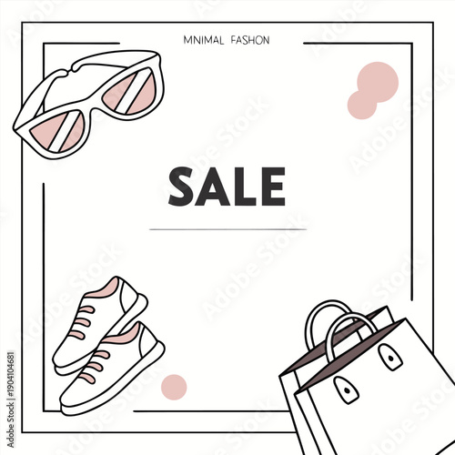 Minimal fashion sale instagram post vector for seasonal clothing discounts and apparel store deals
