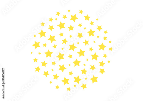 黄色星のフレーム（円形）｜ポップでかわいい星柄ベクター