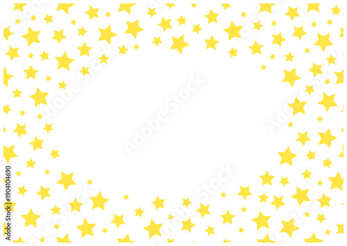 黄色星のフレーム（円形）｜ポップでかわいい星柄ベクター