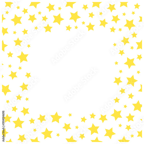 黄色星のフレーム（四辺囲み）｜ポップでかわいい星柄ベクター