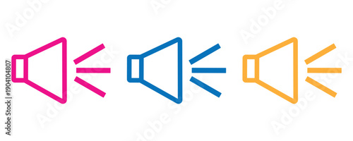 Colorful speaker icons set, vector illustration, sound wave design. sound wave vector illustration