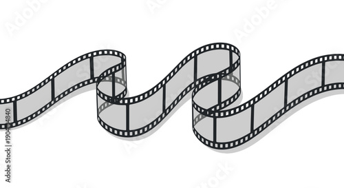 Flowing Filmstrip Ribbon Isolated on White – Cinematic Media Production Flat Vector