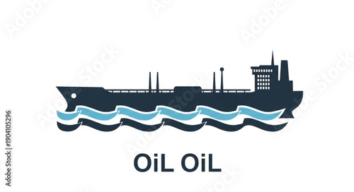 Silhouette of a large oil tanker ship sailing on the sea.