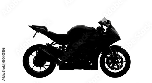 Silhouette of a modern sport motorcycle on a white background.