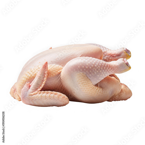 A close-up view of raw chicken pieces including wings, drumsticks, and thighs. isolated on transparent background
