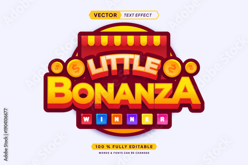 Text effect editable little bonanza 3d gaming cartoon font style