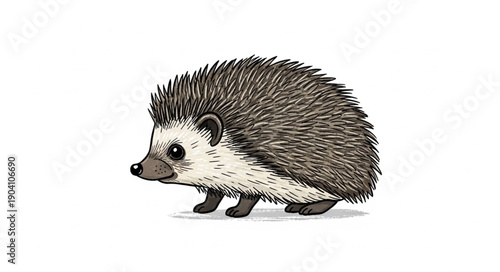 Cute Hedgehog Illustration on White Background.