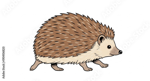 Cute Hedgehog Walking Illustration.