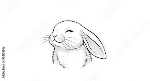 Cute lop eared rabbit sketch illustration.
