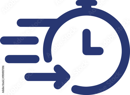 Speed Time Icon Blue Vector Fast Motion Effect Isolated