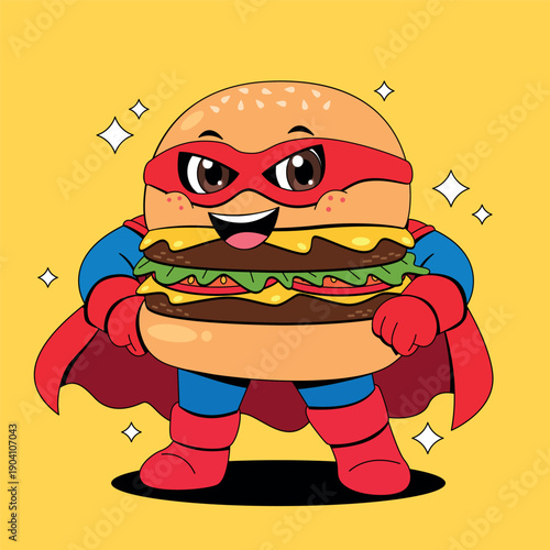 Superhero Burger Mascot