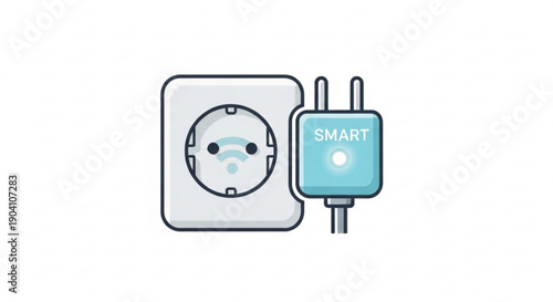 Smart home technology a plug and socket with a blue smart plug symbolizing energy efficiency and automation