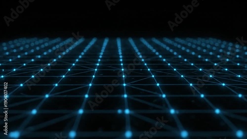 Blue Grid Pattern with Glowing Nodes.