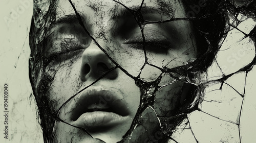 Distorted Reflection Showing Damage Of Mental Abuse