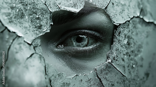 Cracked Mirror Reflecting Broken Self Identity