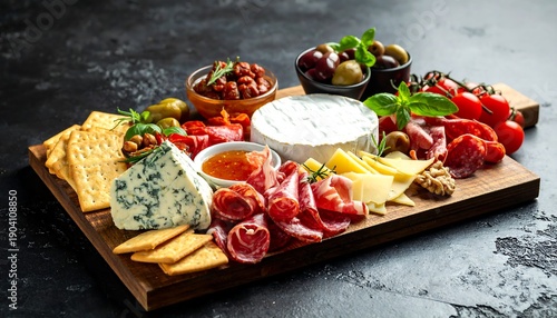 Wallpaper Mural Gourmet Charcuterie Board with Assorted Cheeses and Meats. Torontodigital.ca