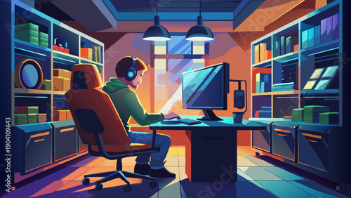 Cyberpunk cityscape with neon lights and futuristic architecture