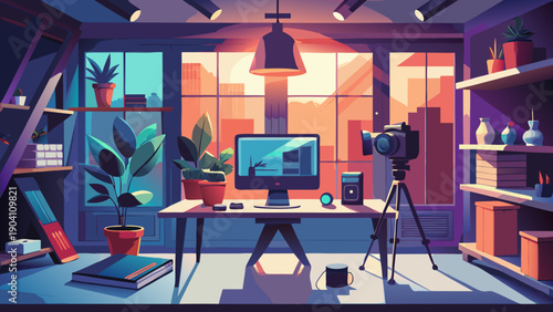 Futuristic indoor gym with advanced workout equipment and vibrant lighting