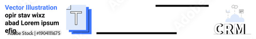 Customer relationship management, marketing, data organization, team collaboration, software tools, workflow management. CRM acronym with text layouts and cloud-based icons. Customer relationship