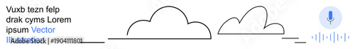 Technology, communication, digital tools, AI interaction, minimalist design, voice search. Stylized clouds, microphone icon placeholder text. Technology and communication concept