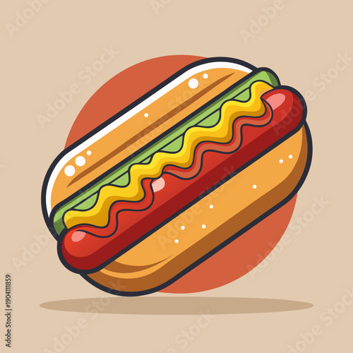 A Delicious Hot Dog with Mustard and Relish Icon