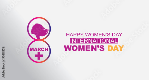 8 March international women's day banner, illustration international women's day concept. Inspire Horizontal banner for awareness and equality campaigns.