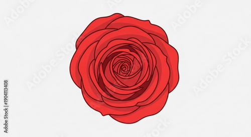 Vibrant red rose flower with detailed petals isolated on white background for decoration and symbolism