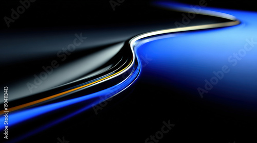 Close-up of illuminated light trails on a winding road at night.