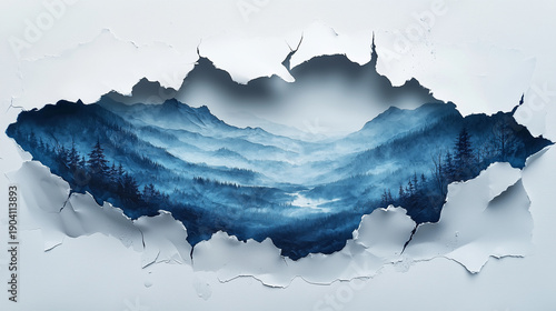 Torn Silhouette Revealing Peaceful Healing Landscape