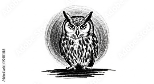 Detailed illustration of a wise owl with large eyes.