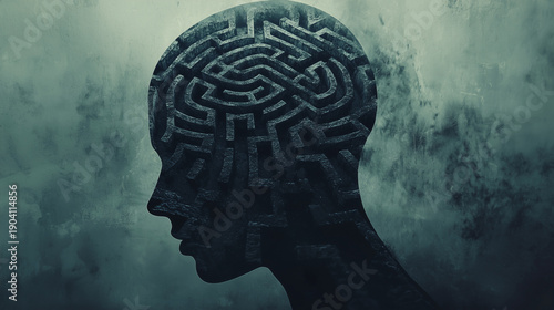 Transparent Head Revealing Maze Of Psychological Entrapment